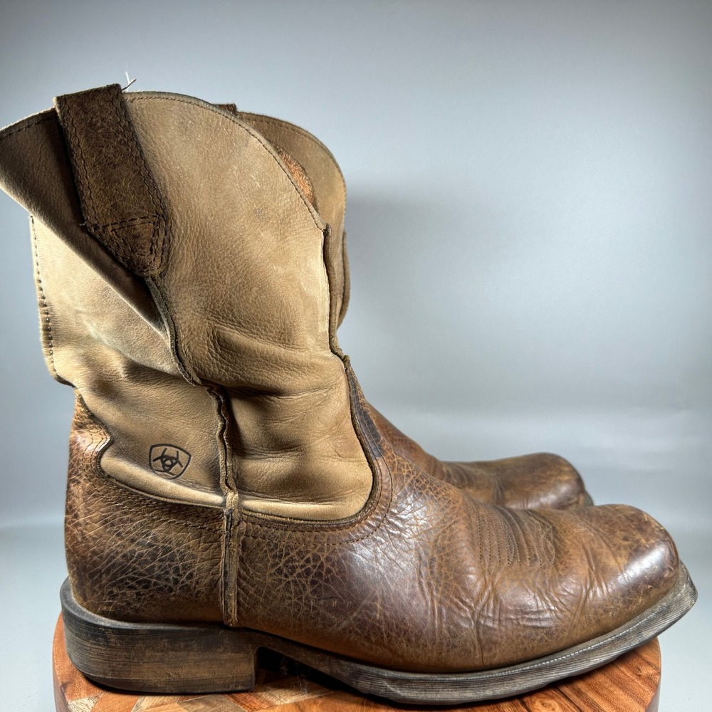 Ariat Mens 10002317 Brown Leather Square Toe Western Work Boots Size 13 D